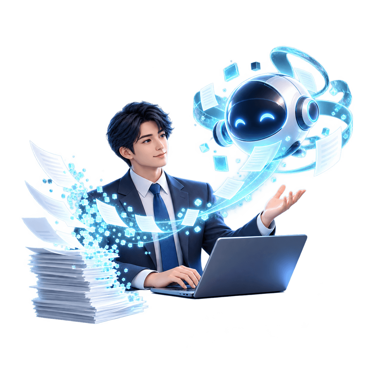 AIが書類作業を自動化するイメージ